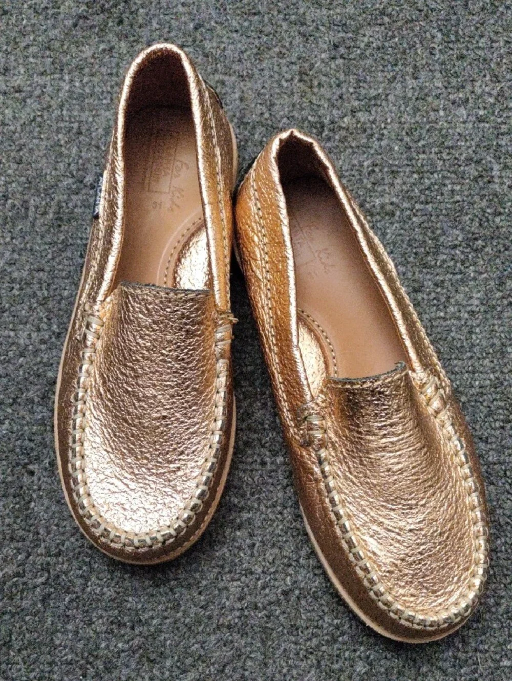 Kids Metallic Copper Slip-On  Moccasins